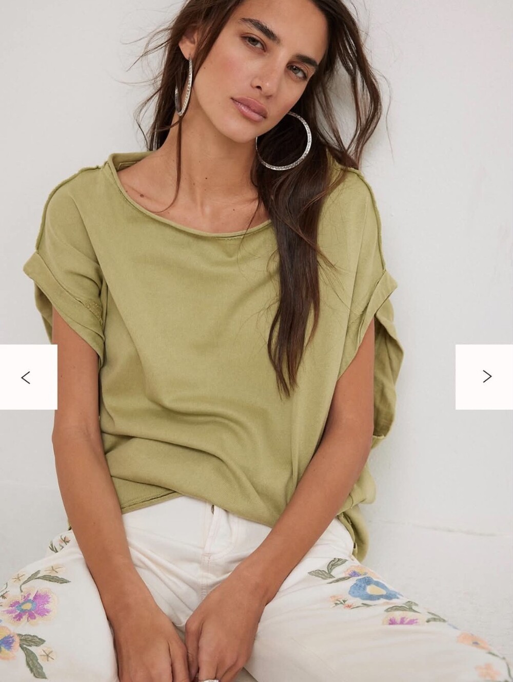 We The Free Free People NWT Green Oversized Raw Seam Cotton Top M